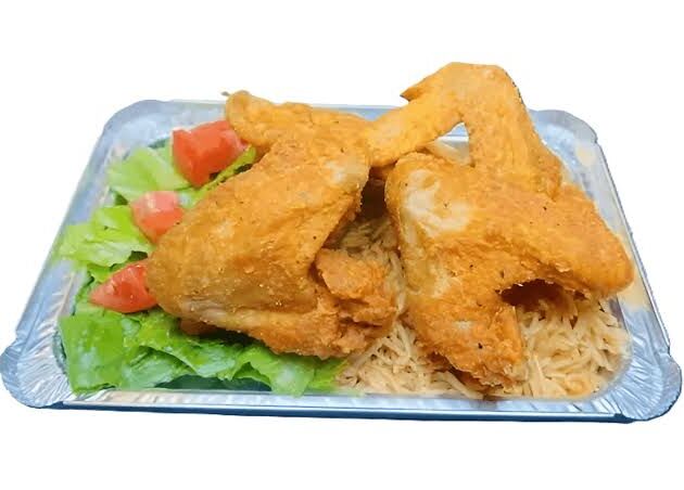 6 Pcs Hot Wings Over Rice & Salad & Soda